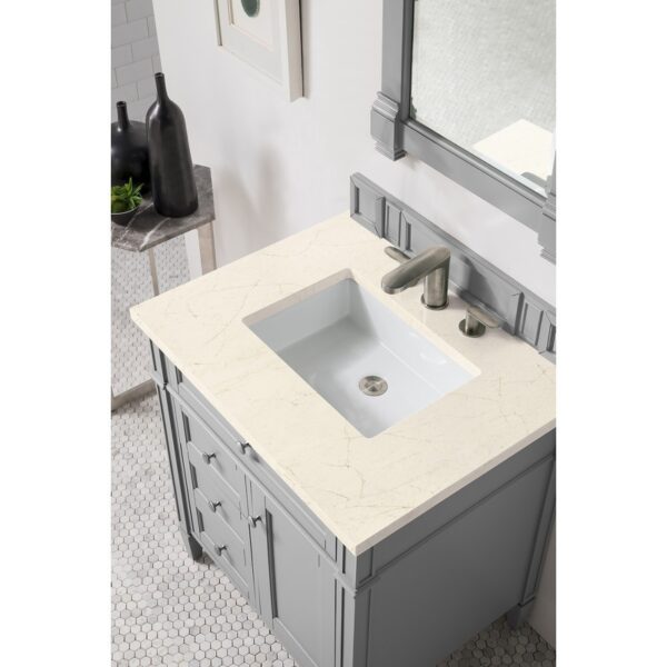 James Martin 650-V30-UGR-3EMR Brittany 30 Inch Single Vanity in Urban Gray with 3 CM Eternal Marfil Quartz Top