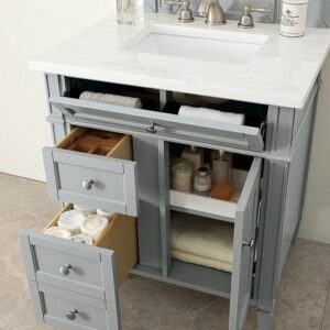 James Martin 650-V30-UGR-3AF Brittany 30 Inch Single Vanity in Urban Gray with 3 cm Arctic Fall Solid Surface Top