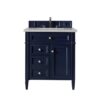 James Martin 650-V30-VBL-3ESR Brittany 30 Inch Single Vanity in Victory Blue with 3 CM Eternal Serena Quartz Top