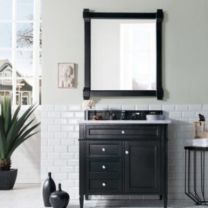 James Martin 650-V36-BKO-3AF Brittany 36 Inch Black Onyx Single Vanity with 3 cm Arctic Fall Solid Surface Top