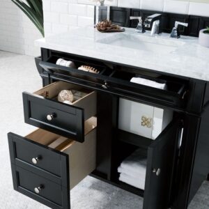 James Martin 650-V36-BKO-3CAR Brittany 36 Inch Black Onyx Single Vanity with 3 cm Carrara Marble Top