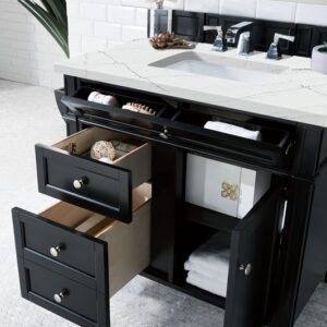 James Martin 650-V36-BKO-3ENC Brittany 36 Inch Single Vanity Cabinet with Ethereal Noctis Quartz Top - Black Onyx