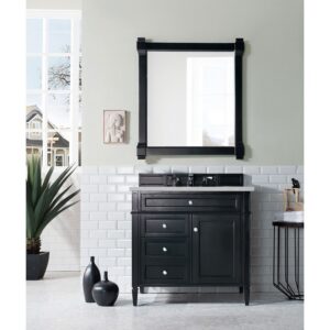 James Martin 650-V36-BKO-3ESR Brittany 36 Inch Black Onyx Single Vanity with 3 CM Eternal Serena Quartz Top