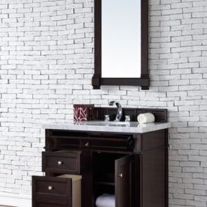 James Martin 650-V36-BNM-3AF Brittany 36 Inch Burnished Mahogany Single Vanity with 3 cm Arctic Fall Solid Surface Top