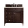 James Martin 650-V36-BNM-3EMR Brittany 36 Inch Burnished Mahogany Single Vanity with 3 CM Eternal Marfil Quartz Top