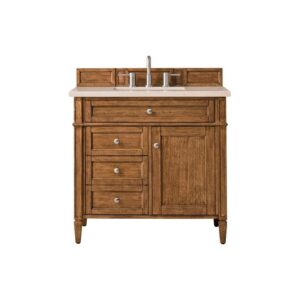 James Martin 650-V36-SBR-3EMR Brittany 36 Inch Saddle Brown Single Vanity with 3 CM Eternal Marfil Quartz Top