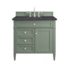 James Martin 650-V36-SC-3CSP Brittany 36 Inch Smokey Celadon Single Sink Vanity with 3 cm Charcoal Soapstone Top