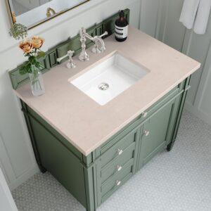 James Martin 650-V36-SC-3EMR Brittany 36 Inch Smokey Celadon Single Sink Vanity with 3 cm Eternal Marfil Top