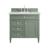 James Martin 650-V36-SC-3ENC Brittany 36 Inch Smokey Celadon Single Sink Vanity with 3 cm Ethereal Noctis Top