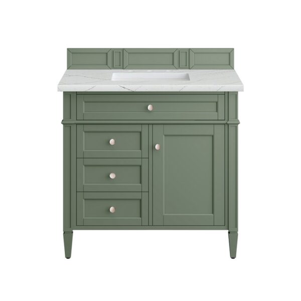 James Martin 650-V36-SC-3ENC Brittany 36 Inch Smokey Celadon Single Sink Vanity with 3 cm Ethereal Noctis Top