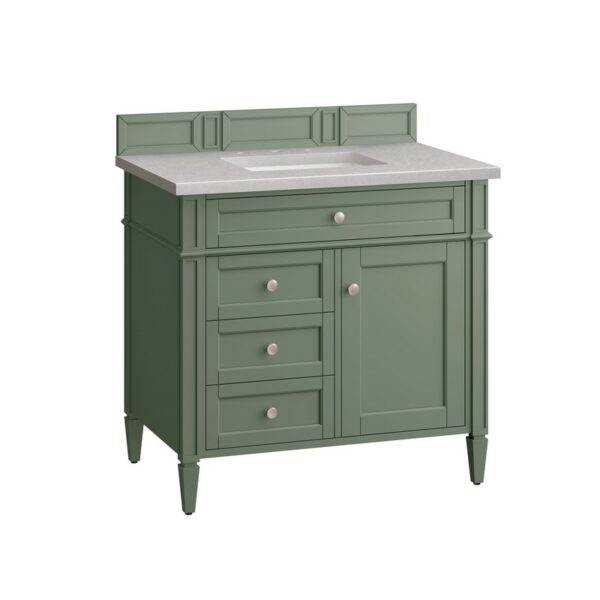 James Martin 650-V36-SC-3ESR Brittany 36 Inch Smokey Celadon Single Sink Vanity with 3 cm Eternal Serena Top