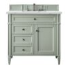 James Martin 650-V36-SGR-3ENC Brittany 36 Inch Single Vanity Cabinet with Ethereal Noctis Quartz Top - Sage Green