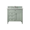 James Martin 650-V36-SGR-3ESR Brittany 36 Inch Sage Green Single Vanity with 3 CM Eternal Serena Quartz Top