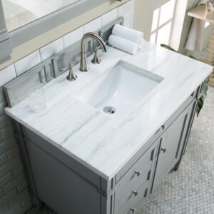 James Martin 650-V36-UGR-3AF Brittany 36 Inch Urban Gray Single Vanity with 3 cm Arctic Fall Solid Surface Top