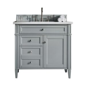 James Martin 650-V36-UGR-3EJP Brittany 36 Inch Urban Gray Single Vanity with 3 cm Eternal Jasmine Pearl Quartz Top with Sink