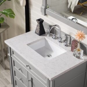 James Martin 650-V36-UGR-3EJP Brittany 36 Inch Urban Gray Single Vanity with 3 cm Eternal Jasmine Pearl Quartz Top with Sink