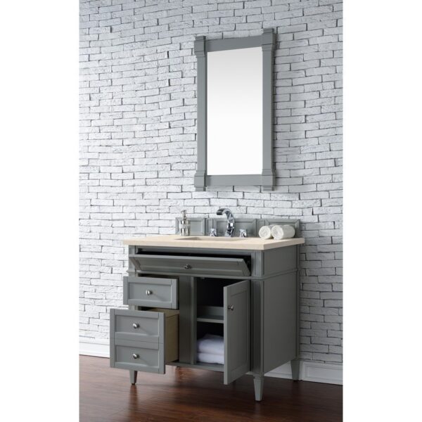 James Martin 650-V36-UGR-3EMR Brittany 36 Inch Urban Gray Single Vanity with 3 CM Eternal Marfil Quartz Top