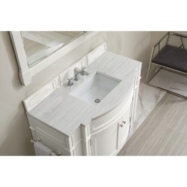 James Martin 650-V46R-BW-AF Brittany 46 Inch Single Vanity in Bright White with 3 CM Arctic Fall Solid Surface Top