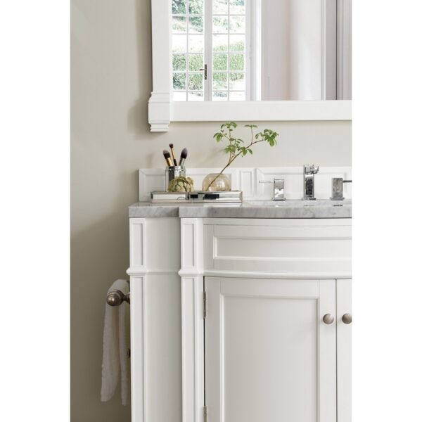 James Martin 650-V46R-BW-CAR Brittany 46 Inch Single Vanity in Bright White with 3 CM Carrara Marble Top