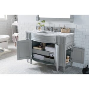 James Martin 650-V46R-UGR-CAR Brittany 46 Inch Single Vanity in Urban Gray with 3 CM Carrara Marble Top