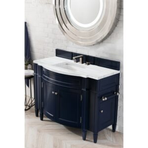 James Martin 650-V46R-VBL-AF Brittany 46 Inch Single Vanity in Victory Blue with 3 CM Arctic Fall Solid Surface Top