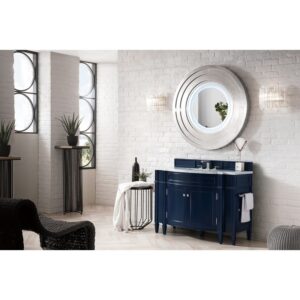 James Martin 650-V46R-VBL-CAR Brittany 46 Inch Single Vanity in Victory Blue with 3 CM Carrara Marble Top