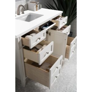 James Martin 650-V48-3WZ Brittany 48 Inch Single Vanity with 3cm White Zeus Quartz Top