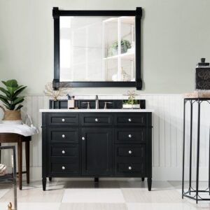 James Martin 650-V48-BKO-3AF Brittany 48 Inch Black Onyx Single Vanity with 3 cm Arctic Fall Solid Surface Top