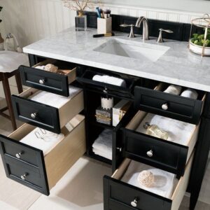 James Martin 650-V48-BKO-3AF Brittany 48 Inch Black Onyx Single Vanity with 3 cm Arctic Fall Solid Surface Top