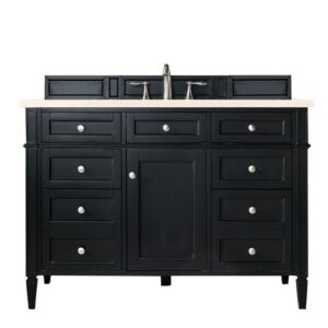 James Martin 650-V48-BKO-3EMR Brittany 48 Inch Black Onyx Single Vanity with 3 CM Eternal Marfil Quartz Top