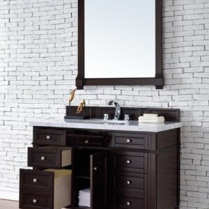 James Martin 650-V48-BNM-3AF Brittany 48 Inch Burnished Mahogany Single Vanity with 3 cm Arctic Fall Solid Surface Top