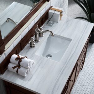 James Martin 650-V48-BNM-3AF Brittany 48 Inch Burnished Mahogany Single Vanity with 3 cm Arctic Fall Solid Surface Top