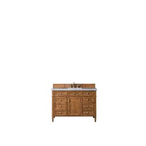 James Martin 650-V48-SBR-3AF Brittany 48 Inch Saddle Brown Single Vanity with 3 CM Arctic Fall Solid Surface Top