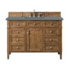 James Martin 650-V48-SBR-3CBL Brittany 48 Inch Single Vanity Cabinet with Cala Blue Quartz Top - Saddle Brown