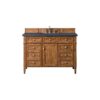 James Martin 650-V48-SBR-3CSP Brittany 48 Inch Saddle Brown Single Vanity with 3 CM Charcoal Soapstone Quartz Top