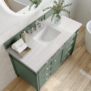 James Martin 650-V48-SC-3AF Brittany 48 Inch Smokey Celadon Single Sink Vanity with 3 cm Arctic Fall Top