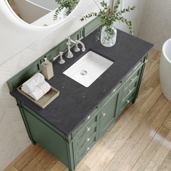 James Martin 650-V48-SC-3CSP Brittany 48 Inch Smokey Celadon Single Sink Vanity with 3 cm Charcoal Soapstone Top