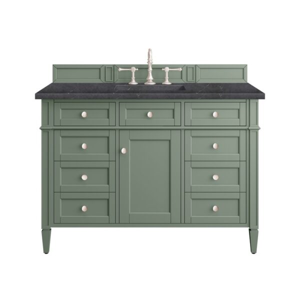 James Martin 650-V48-SC-3CSP Brittany 48 Inch Smokey Celadon Single Sink Vanity with 3 cm Charcoal Soapstone Top