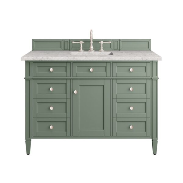 James Martin 650-V48-SC-3EJP Brittany 48 Inch Smokey Celadon Single Sink Vanity with 3 cm Eternal Jasmine Pearl Top