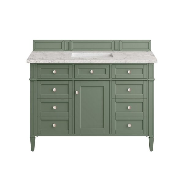 James Martin 650-V48-SC-3EJP Brittany 48 Inch Smokey Celadon Single Sink Vanity with 3 cm Eternal Jasmine Pearl Top