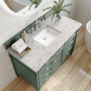 James Martin 650-V48-SC-3EJP Brittany 48 Inch Smokey Celadon Single Sink Vanity with 3 cm Eternal Jasmine Pearl Top