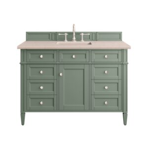 James Martin 650-V48-SC-3EMR Brittany 48 Inch Smokey Celadon Single Sink Vanity with 3 cm Eternal Marfil Top