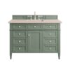 James Martin 650-V48-SC-3EMR Brittany 48 Inch Smokey Celadon Single Sink Vanity with 3 cm Eternal Marfil Top