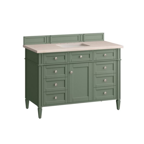 James Martin 650-V48-SC-3EMR Brittany 48 Inch Smokey Celadon Single Sink Vanity with 3 cm Eternal Marfil Top