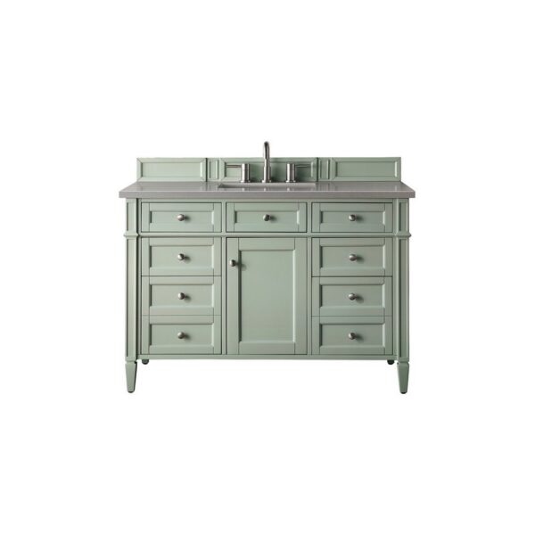 James Martin 650-V48-SGR-3GEX Brittany 48 Inch Sage Green Single Vanity with 3 CM Grey Expo Quartz Top