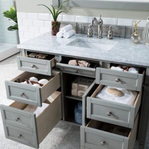 James Martin 650-V48-UGR-3CAR Brittany 48 Inch Urban Gray Single Vanity with 3 cm Carrara Marble Top