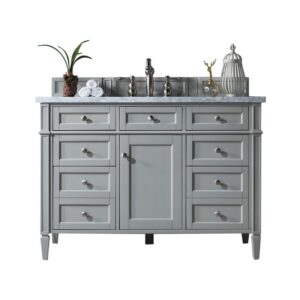 James Martin 650-V48-UGR-3CAR Brittany 48 Inch Urban Gray Single Vanity with 3 cm Carrara Marble Top