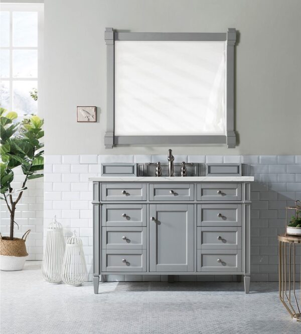 James Martin 650-V48-UGR-3ENC Brittany 48 Inch Single Vanity Cabinet with Ethereal Noctis Quartz Top - Urban Gray