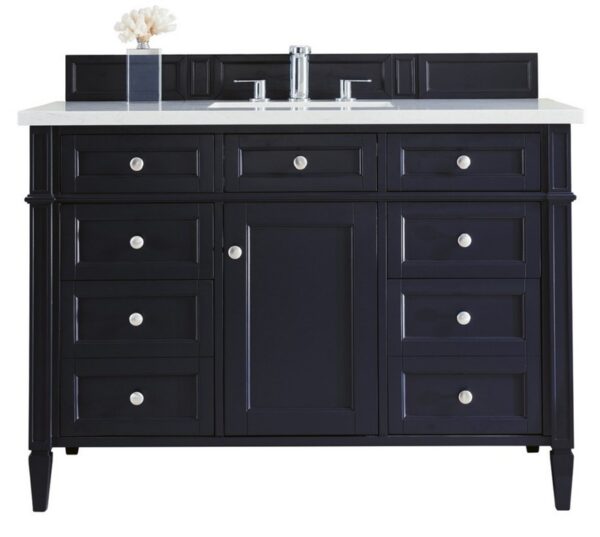 James Martin 650-V48-VBL-3EJP Brittany 48 Inch Victory Blue Single Vanity with 3 cm Eternal Jasmine Pearl Quartz Top with Sink