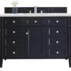 James Martin 650-V48-VBL-3ENC Brittany 48 Inch Single Vanity Cabinet with Ethereal Noctis Quartz Top - Victory Blue